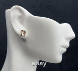 Diamond & Rose Quartz 14K Rose Gold Necklace Pendant & Chain Stud Earrings Set