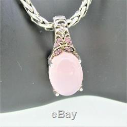 Effy 6.0 ctw Rose Quartz & Pink Sapphire Sterling & 18k Pendant and Necklace 18