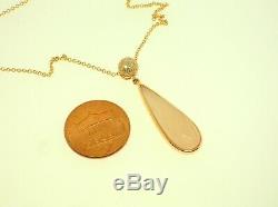 Effy Design 14k Gold Necklace 0.16ctw Diamonds & Rose Quartz Pendant Retail$2900