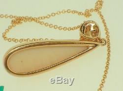 Effy Design 14k Gold Necklace 0.16ctw Diamonds & Rose Quartz Pendant Retail$2900
