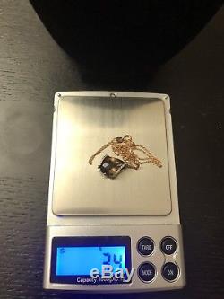 Effy Smoky Quartz And Diamond Pendant Necklace 14k Rose Gold New