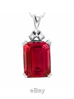 Emerald Cut Rose Quartz Pendant Necklace Set in Sterling Silver With 18 Chain
