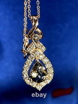 Estate 14k Rose Gold Gemstone & Diamond Pendant Designer Signed Le Vian