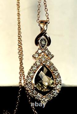 Estate 14k Rose Gold Gemstone & Diamond Pendant Designer Signed Le Vian