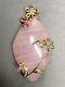 Estate 18K Rose Quartz Diamond Sapphire Ruby Tsavorite Floral Pendant Necklace