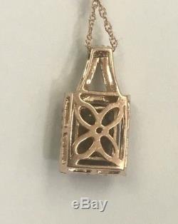 Estate LeVian Chocolate Quartz And Diamond Pendant In 14k Rose Gold With 16 Chain