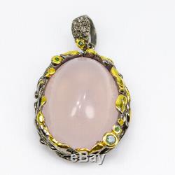 Fineart Jewelry 30ct Natural Rose Quartz 925 Sterling Silver Pendant/NP00811
