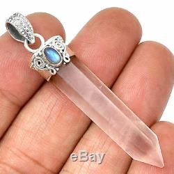 Free People Rose Quartz Crystal Point Pendant Necklace Moonstone 925 Silver New