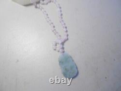 Fung shui zodiac jade dragon pendant/ rose quartz necklace/silver clasp