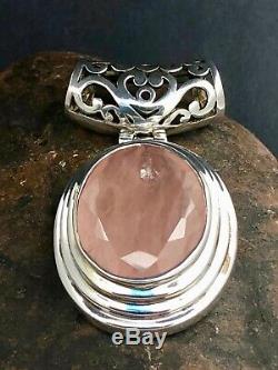 GENUINE FACETED ROSE QUARTZ PENDANT set in 925 STERLING SILVER FREE SHIPPING