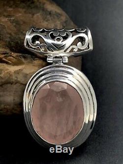 GENUINE FACETED ROSE QUARTZ PENDANT set in 925 STERLING SILVER FREE SHIPPING