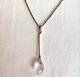 GEORG JENSEN Rose Quartz Dew Drop Sterling Silver Pendant Used