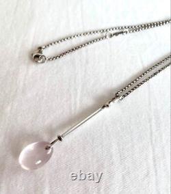 GEORG JENSEN Rose Quartz Dew Drop Sterling Silver Pendant Used