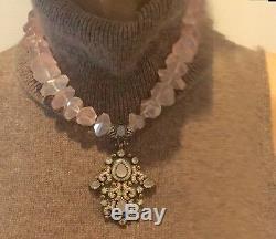 GORGEOUS! Necklace withRose Quartz Crystals, Stunning Pendant Custom Designed