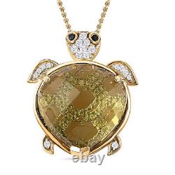 GP Pink Quartz Tortoise Pendant Necklace in Gold Over Silver Size 20 TCW 14.6ct