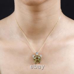 GP Pink Quartz Tortoise Pendant Necklace in Gold Over Silver Size 20 TCW 14.6ct