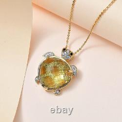 GP Pink Quartz Tortoise Pendant Necklace in Gold Over Silver Size 20 TCW 14.6ct