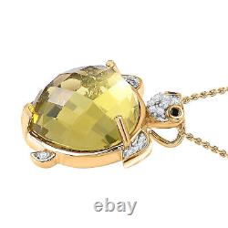 GP Pink Quartz Tortoise Pendant Necklace in Gold Over Silver Size 20 TCW 14.6ct