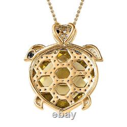 GP Pink Quartz Tortoise Pendant Necklace in Gold Over Silver Size 20 TCW 14.6ct