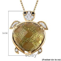 GP Pink Quartz Tortoise Pendant Necklace in Gold Over Silver Size 20 TCW 14.6ct