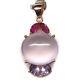 Gemstone 14 x 16 mm. Rose Quartz, Amethyst & Ruby Pendant 925 Silver rose Gold