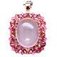 Gemstone 15 x 20 MM. Rose Quartz & Pink Sapphire Pendant 925 Sterling Silver