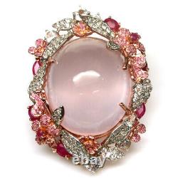 Gemstone Rose Quartz, Ruby & Sapphire, Topaz & Zircon Brooch/Pendant 925 Silver