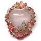 Gemstone Rose Quartz, Ruby, Sapphire & Zircon Brooch/Pendant 925 Silver