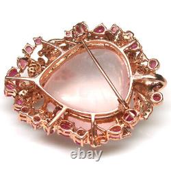 Gemstone Rose Quartz, Ruby, Sapphire & Zircon Brooch/Pendant 925 Silver