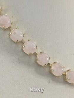 Genuine Rose Quartz Necklace & Earrings In 14k Plated Gold