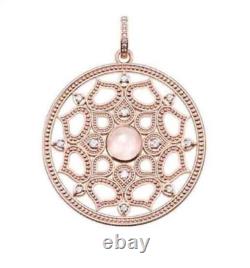 Genuine Thomas Sabo Rose Gold Plated 925 Rose Quartz Large Filigree Pendant