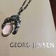 Georg Jensen No. 81 Rose Quartz Necklace Sterling Silver Pendant 17.7 inch No Box