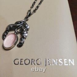 Georg Jensen No. 81 Rose Quartz Necklace Sterling Silver Pendant 17.7 inch No Box