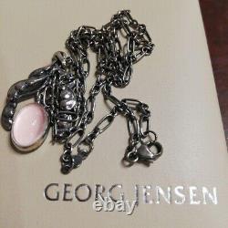 Georg Jensen No. 81 Rose Quartz Necklace Sterling Silver Pendant 17.7 inch No Box