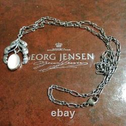 Georg Jensen No. 81 Rose Quartz Necklace Sterling Silver Pendant 17.7 inch No Box