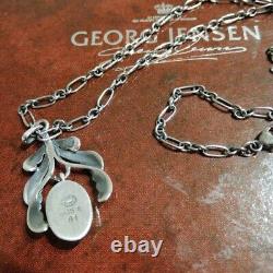 Georg Jensen No. 81 Rose Quartz Necklace Sterling Silver Pendant 17.7 inch No Box