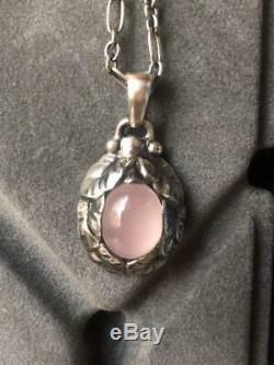 Georg Jensen Rose Quartz Necklace Pendant 1997 2017 925 S Silever #12509