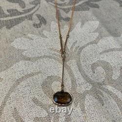 Georg Jensen Savanna Long Necklace Pendant Smoky Quartz Rose Gold Used