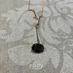 Georg Jensen Savanna Long Necklace Pendant Smoky Quartz Rose Gold Used