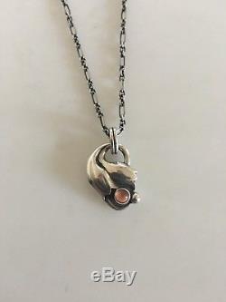 Georg Jensen Sterling Silver 1999 Annual Necklace Pendant with Rose Quartz