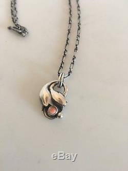 Georg Jensen Sterling Silver 1999 Annual Necklace Pendant with Rose Quartz