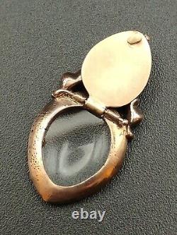 Georgian Gold Crowned Heart Rock Crystal Garnet Locket Pendant 18th Century