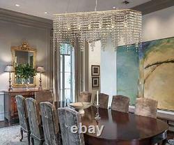 Gold Rectangle Island Crystal Chandelier Pendant Lighting Ceiling Modern light
