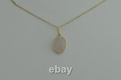 Gold Rose Quartz pendant, solid 9ct gold, natural gemstone