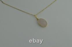 Gold Rose Quartz pendant, solid 9ct gold, natural gemstone