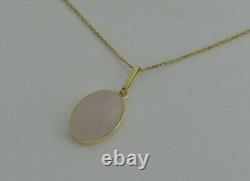 Gold Rose Quartz pendant, solid 9ct gold, natural gemstone