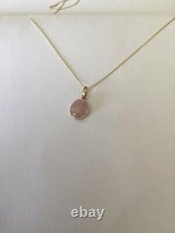 Gold Rose quartz Necklace, Solid 9ct Yellow Gold, 18 Chain, Pink Ros Quartz