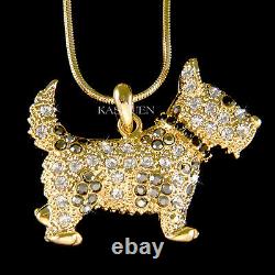 Gold Tone WESTIE SCOTTISH Scottie DOG Puppy made with Swarovski Crystal Necklace