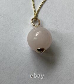 Gold rose quartz pendant, solid 9ct gold Necklace, natural pink gemstone
