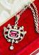 Gorgeosu Victorian Rose Of France Paste Crystal Sterling Lavaliere Necklace